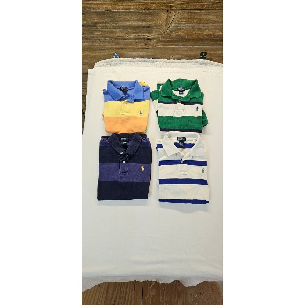 Y2K Era Polo Ralph Lauren Kids Striped Polo Shirt Lot of 4 Multicolor Sizes M L
